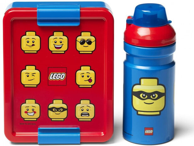 lunchset Iconic junior 17 x 13,5 cm pp rood/blauw 2-delig