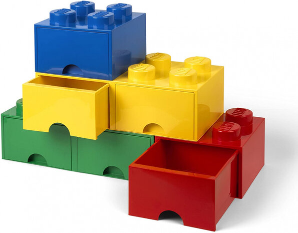 opbergsteen met lade 4 noppen 25 x 18 cm polypropyleen rood