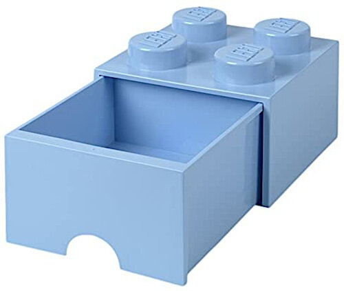 opbergsteen met lade 4 noppen 25 x 18 cm pp lichtblauw