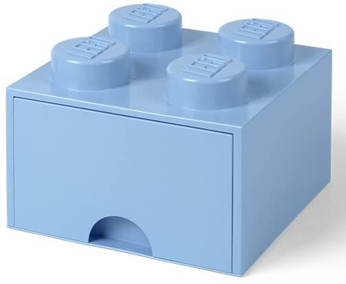 opbergsteen met lade 4 noppen 25 x 18 cm pp lichtblauw