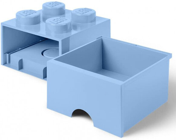 opbergsteen met lade 4 noppen 25 x 18 cm pp lichtblauw