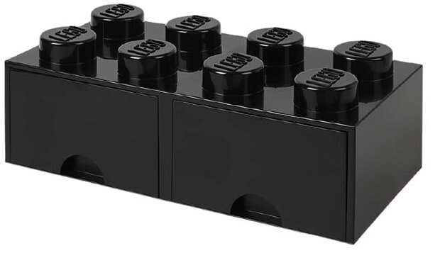 opbergsteen met lades 8 noppen 50 x 18 cm PP zwart