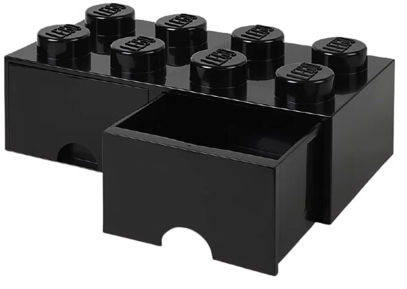 opbergsteen met lades 8 noppen 50 x 18 cm PP zwart