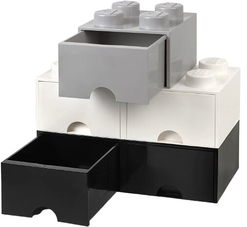 opbergsteen met lades 8 noppen 50 x 18 cm PP zwart
