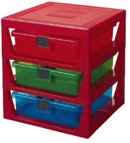opbergrek 3 lades 34,5 x 37,5 cm polypropyleen rood