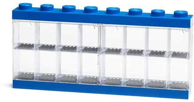 vitrine 16 mini-figuren 38,2 x 18,4 cm polypropyleen blauw