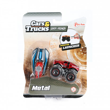 monstertruck Metal junior staal rood/zwart 2-delig