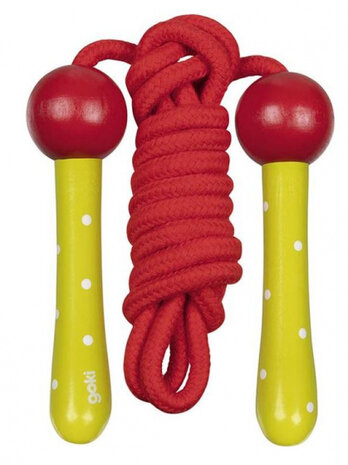 springtouw junior 200 cm nylon/hout rood/geel
