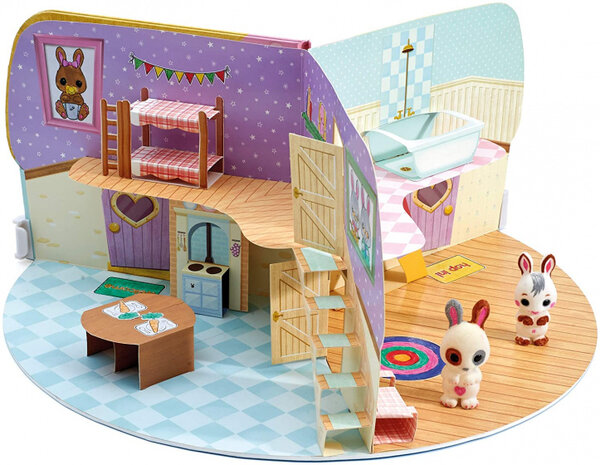 knutselset 3D-speelhuis konijnen 52 cm karton 13-delig