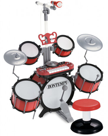 drumset Star junior 85 cm rood/wit/zwart 14-delig