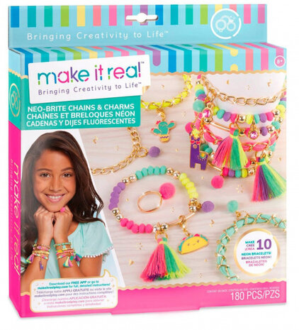 armbandjes maken meisjes goud/neon 180-delig