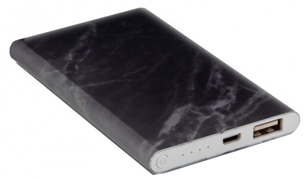 powerbank Marble 11 x 6,8 cm aluminium zwart 2-delig
