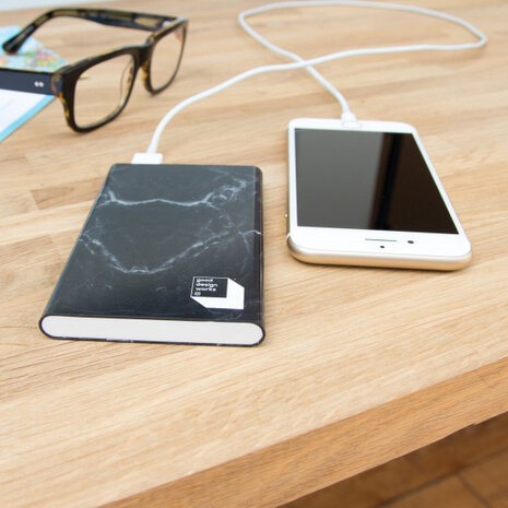 powerbank Marble 11 x 6,8 cm aluminium zwart 2-delig