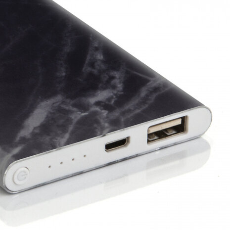 powerbank Marble 11 x 6,8 cm aluminium zwart 2-delig