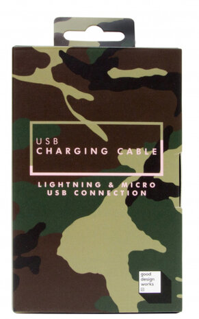 USB-telefoonkabel 99 x 1,7 cm textiel camouflage groen
