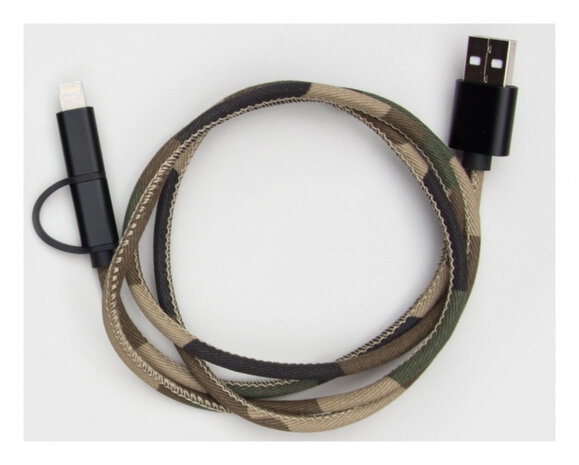 USB-telefoonkabel 99 x 1,7 cm textiel camouflage groen