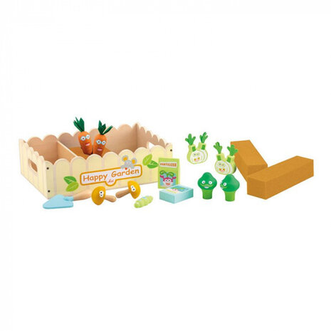 groentetuinset junior 32 x 10 cm hout naturel 13-delig