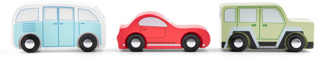 autoset junior hout rood/blauw/groen 3-delig