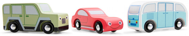 autoset junior hout rood/blauw/groen 3-delig