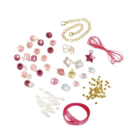 maak je eigen armbanden meisjes roze/goud 8-delig