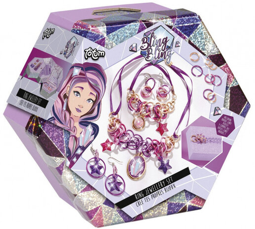 maak je eigen sieraden meisjes paars/roze 16-delig