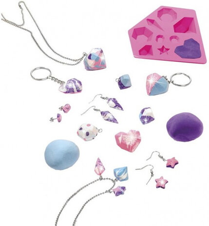 maak je eigen sieraden meisjes foam roze/blauw 22-delig