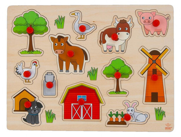 vormenpuzzel boerderij junior 22 x 30 cm hout 13-delig