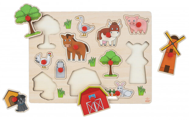 vormenpuzzel boerderij junior 22 x 30 cm hout 13-delig