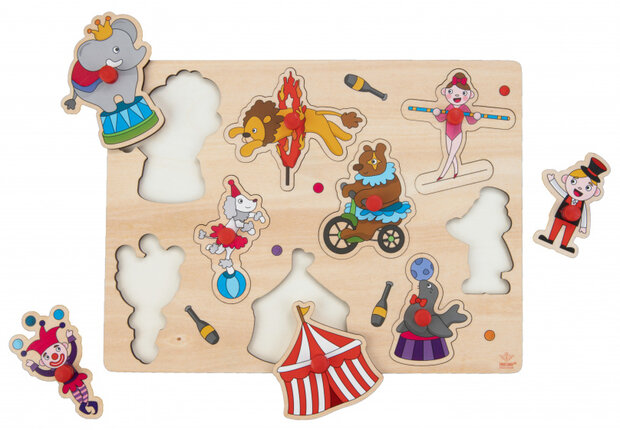 vormenpuzzel circus junior 22,5 x 30 cm hout 10-delig