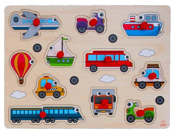 vormenpuzzel Voertuig junior 30 cm hout 12-delig