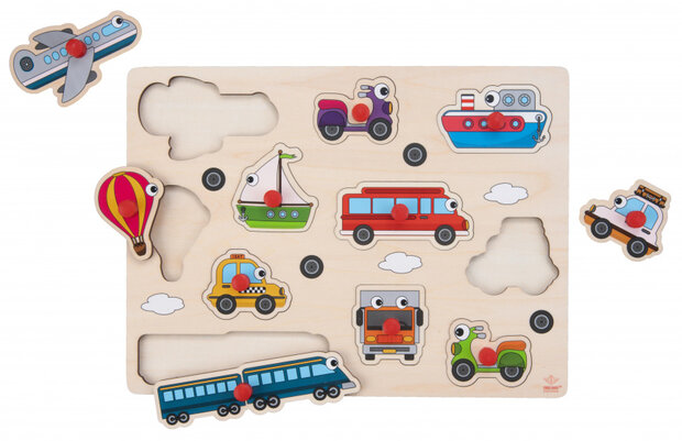 vormenpuzzel Voertuig junior 30 cm hout 12-delig