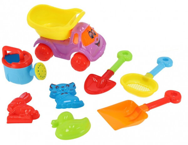 strandset met vrachtwagen junior 23 x 15 cm 8-delig