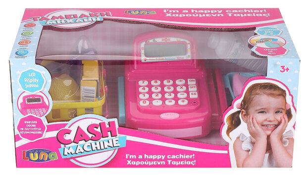 speelgoedkassa Cash met scanner 41 cm roze 21-delig