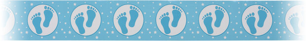 afzetlint baby voetjes 12 meter blauw/wit