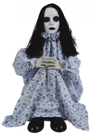 decoratiepop horrorkind 65 cm PVC/polyester wit/blauw