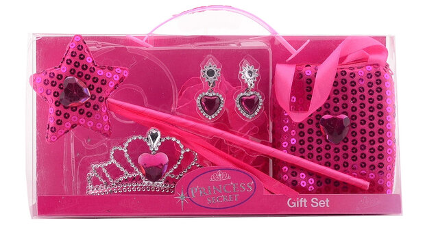 giftset Princess Secret meisjes donkerroze 5-delig