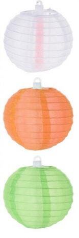 lampion glow-in-the-dark groen/wit/oranje 3 stuks