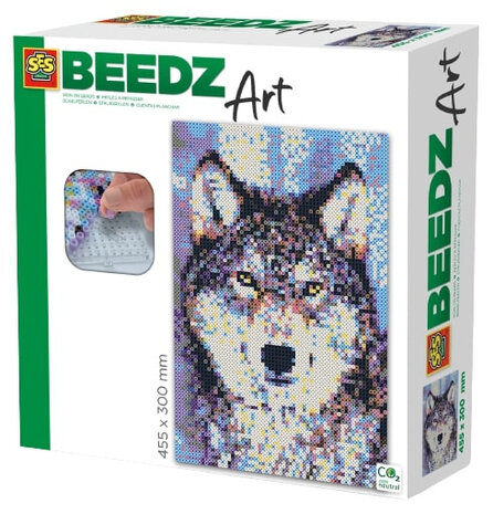 strijkkraalkunstwerk Beedz Art wolf 45,5 x 30 cm 9-delig