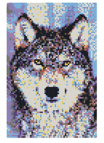 strijkkraalkunstwerk Beedz Art wolf 45,5 x 30 cm 9-delig