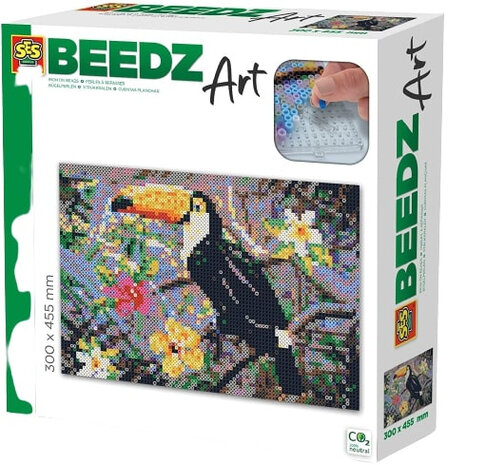 strijkkraalkunstwerk Beedz Art toekan 30 x 45,5 cm 9-delig
