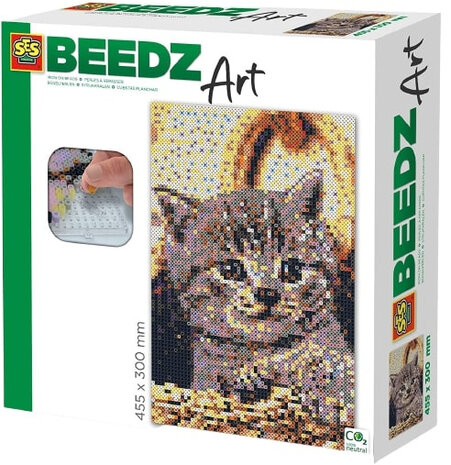 strijkkraalkunstwerk Beedz Art poes 45,5 x 30 cm 9-delig