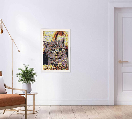 strijkkraalkunstwerk Beedz Art poes 45,5 x 30 cm 9-delig