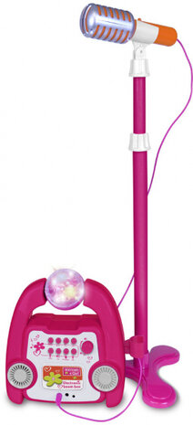 podiummicrofoon Boom Box meisjes 90 cm roze