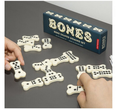 dominoset Bones polyurethaan wit/zwart 29-delig