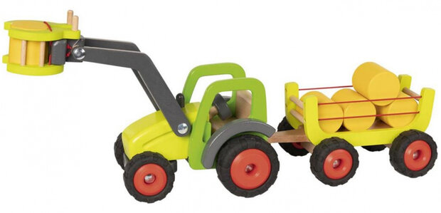 tractor met hooiwagen junior 55 x 16 cm hout 7-delig