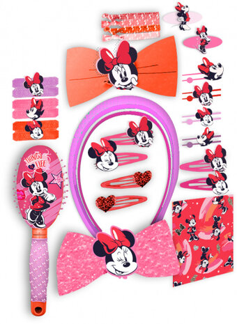 haaraccessoires Minnie Mouse meisjes roze/paars 22-delig