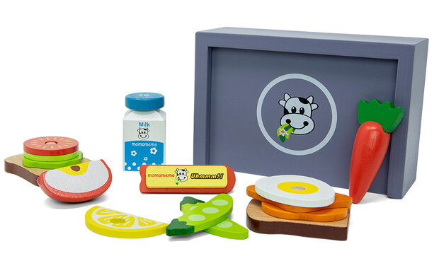 speelgoedeten Lunchbox junior 17,5 cm hout 16-delig