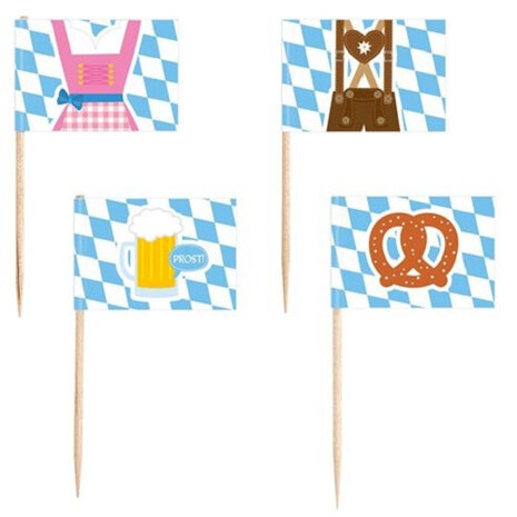 cocktailprikkers Oktoberfest 6,5 cm papier 30 stuks