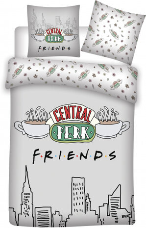 dekbedovertrek Friends 140 x 200 cm microfiber wit