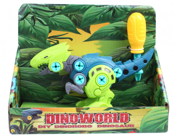 speelfiguur DIY dino jongens 20 cm donkerblauw/groen